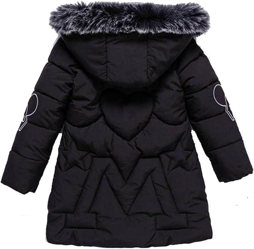 Girls Winter Warm Jacket Coat Windbreaker with Soft Fur Hoodies Cartoon Pattern